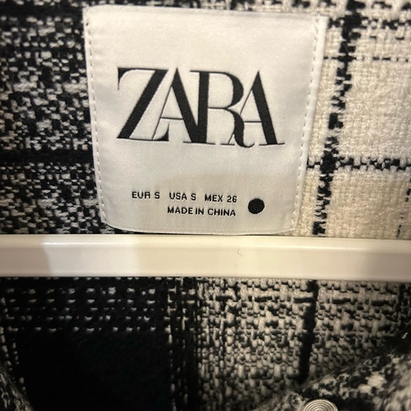 ZARA Black & White Plaid Shirt - Picture 4 of 7